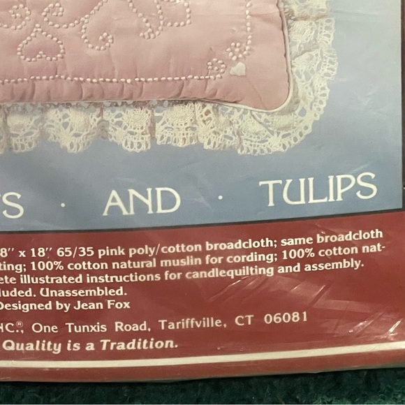 Cathy Needlecraft Candle Quilting Pillow Kit #8003 Pink Hearts And Tulips New - Picture 6 of 9